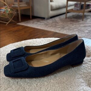 Talbots Women’s Sutton Denim Buckle Flats Sz 9M worn twice for events